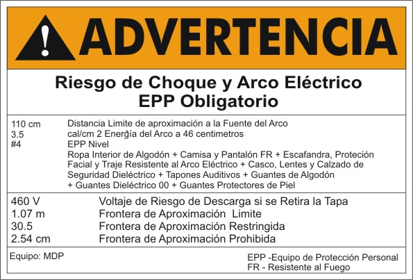 ARC FLASH LABEL - SPANISH